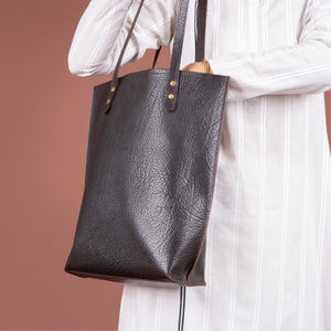 Basic Tote - Black Leather Tote | Bear Necessities Pakistan