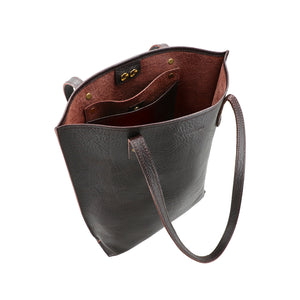 Basic Tote - Black Leather Tote | Bear Necessities Pakistan